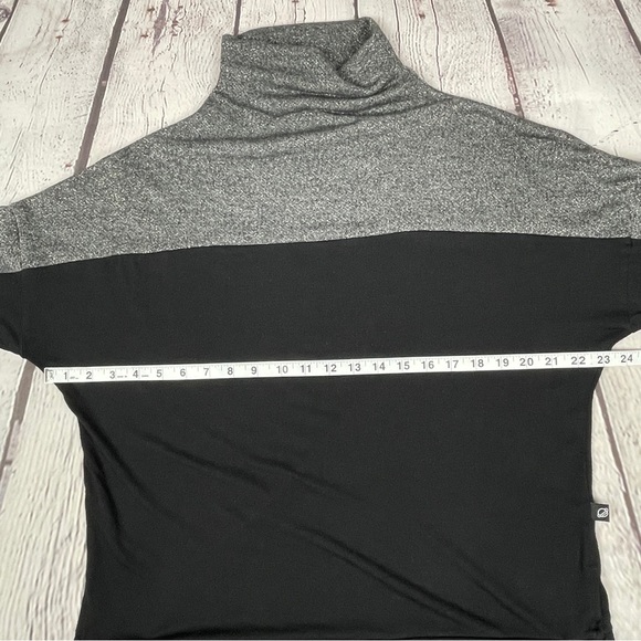 TEREZ black & metallic grey long sleeve mock neck lightweight sweater, size S - Picture 8 of 11
